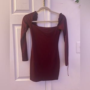 Giulia Sparkling Square Neck Dress in Burgundy